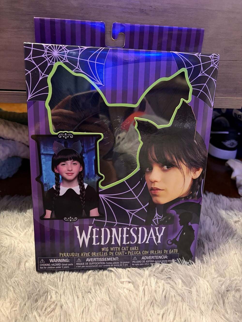 Wednesday Official Wig with Cat Ears Costume Accessory